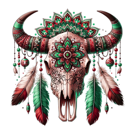 Tribal Skulls Fabric Panel 6
