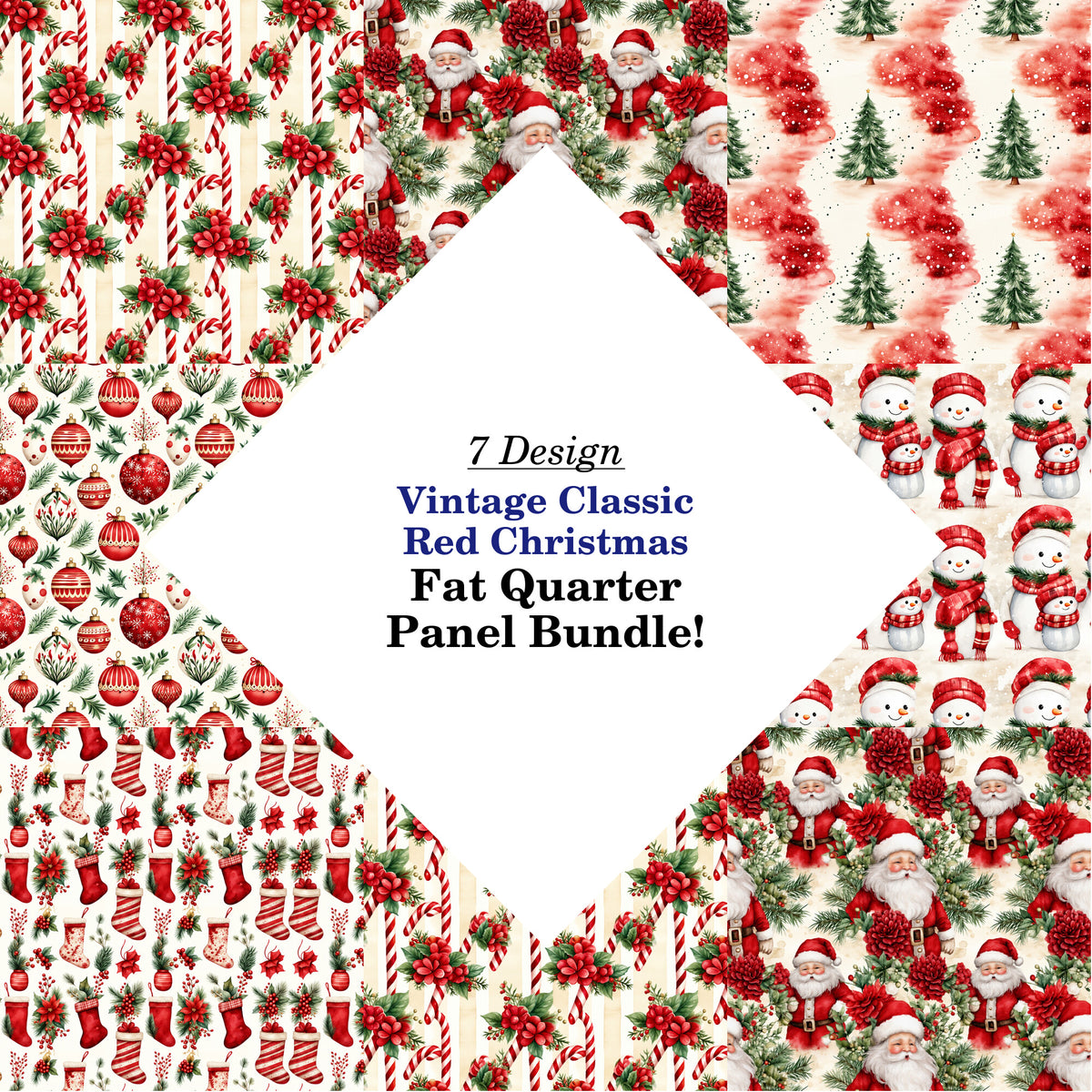 Vintage Classic Red Christmas Fat Quarter Bundle