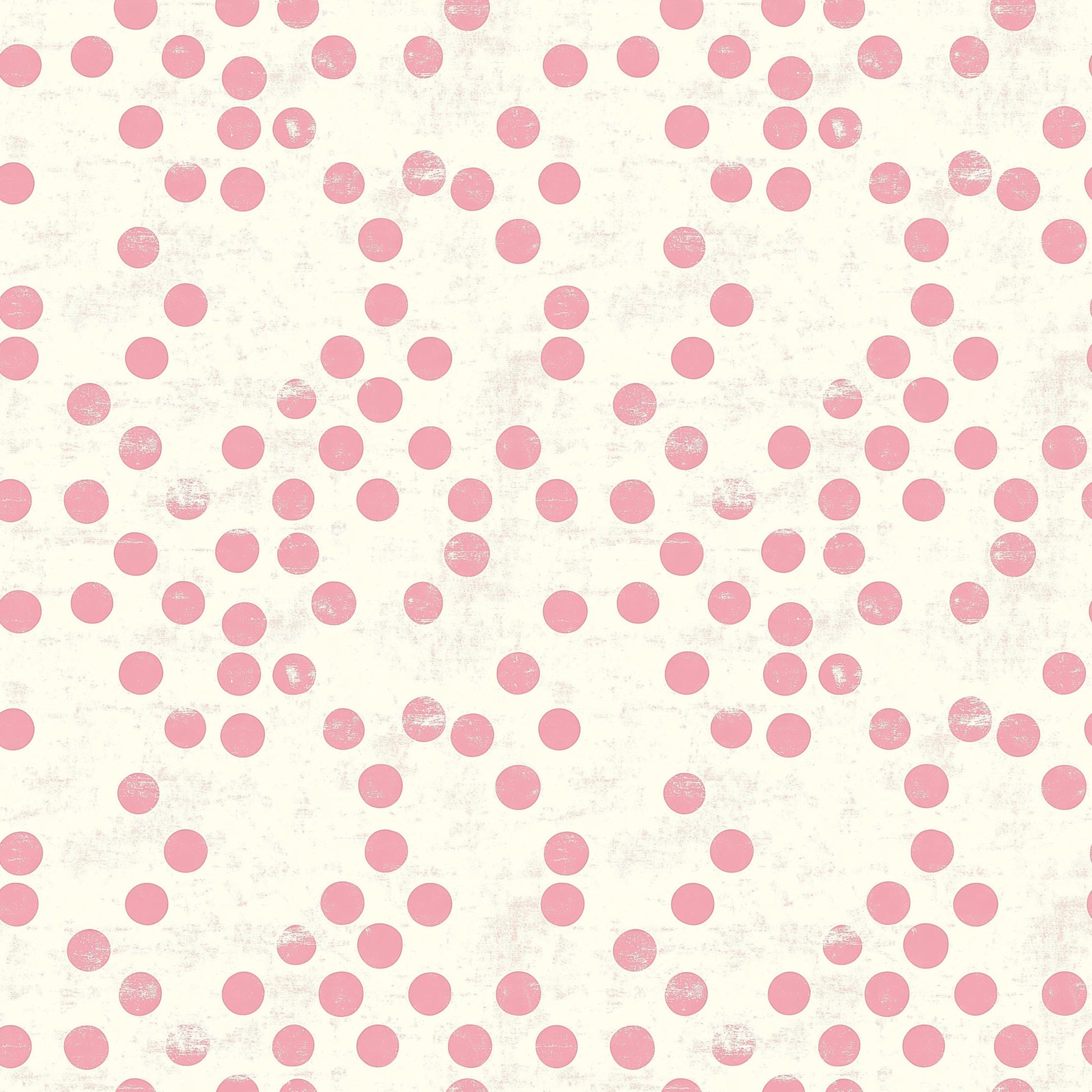 pink, cream, polka dots, vintage style, distressed texture, scattered dots, repeating pattern, quilting cotton, fabric panel, soft pink, ivory background, circular motifs, weathered finish, feminine design, retro aesthetic, cotton fabric, crafting material, sewing fabric, shabby chic, pastel colors