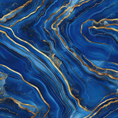 royal blue, gold, agate pattern, marble texture, flowing lines, swirled design, mineral veins, geode inspired, luxurious, organic curves, stone texture, metallic accents, quilting cotton, fabric panel, natural formation, fluid movement, elegant pattern, deep blue, golden veining, abstract design