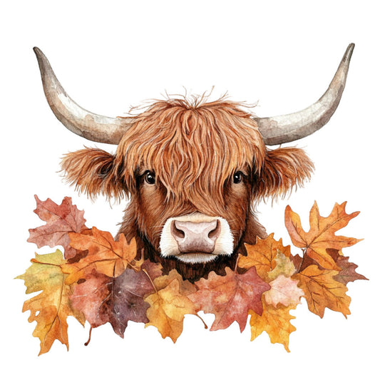 Autumn Highland Cow Fabric Panel 17