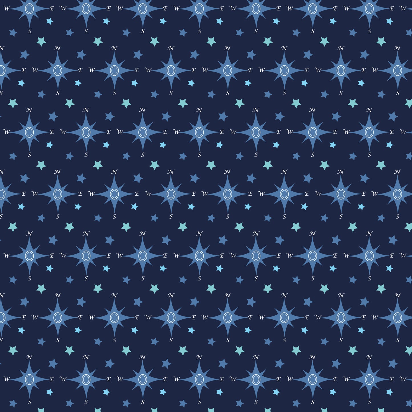 navy blue, compass rose, nautical stars, maritime theme, sailing motifs, directional compass, ocean navigation, sea blue, teal accents, geometric pattern, nautical design, sailing compass, marine symbols, quilting cotton, fabric panel, seafaring motifs, compass points, nautical navigation, ocean theme, maritime pattern