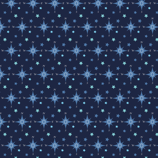 Navy Nautical Sea Pattern 14 Quilting Cotton Fabric