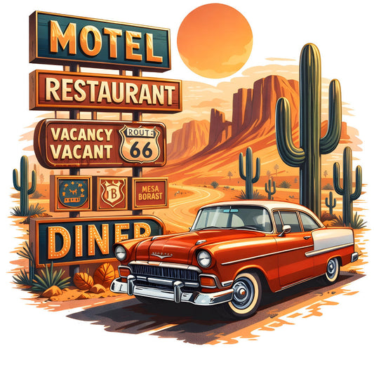 Retro Route 66 Fabric Panel 1