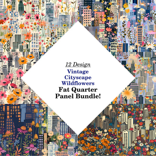 Vintage Cityscape Wildflowers Fat Quarter Bundle