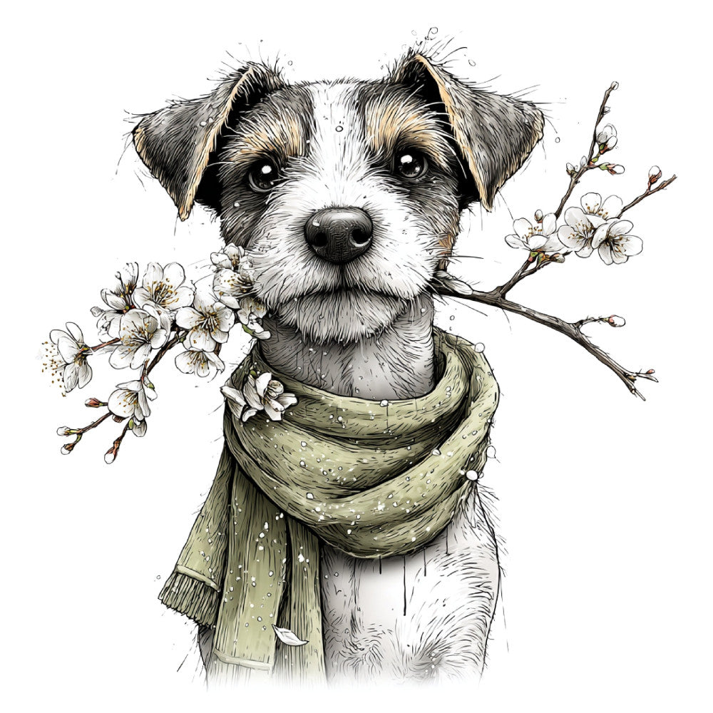 Whimsical Spring Dogs Fabric Panel 20 – FabricMegaStore.com
