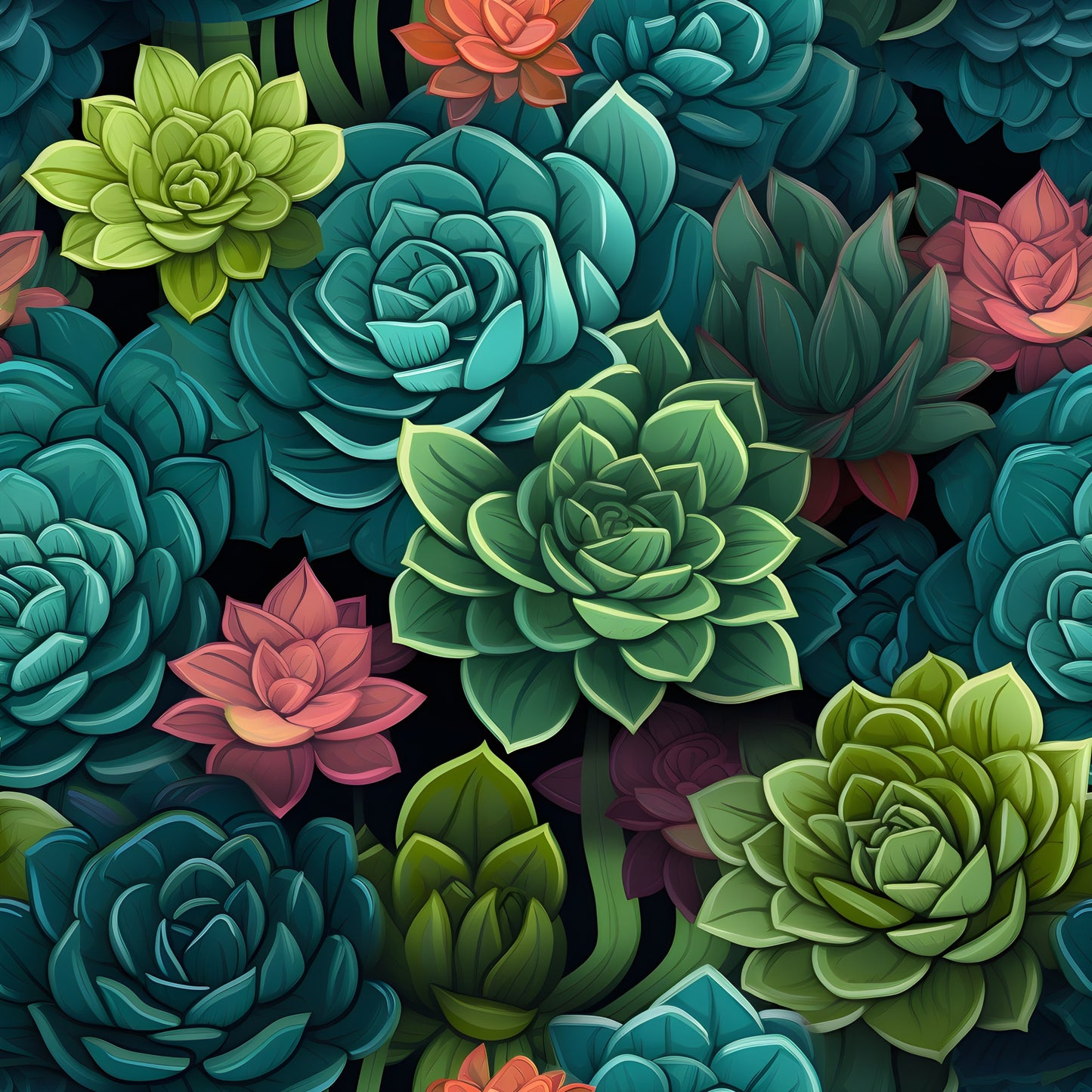 Succulents Pattern 5 Quilting Cotton Fabric