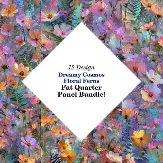 Dreamy Cosmos Floral Ferns Fat Quarter Bundle