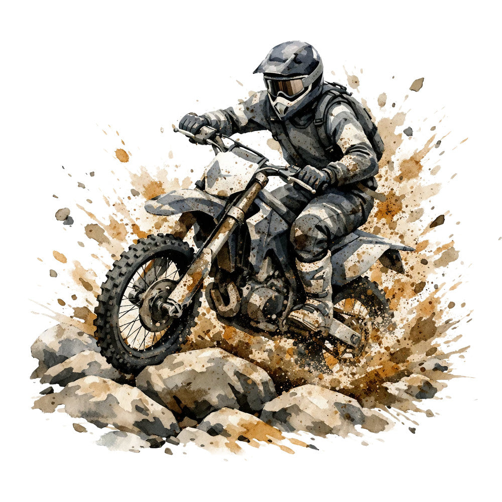 Watercolor Dirt Bike Fabric Panel 10