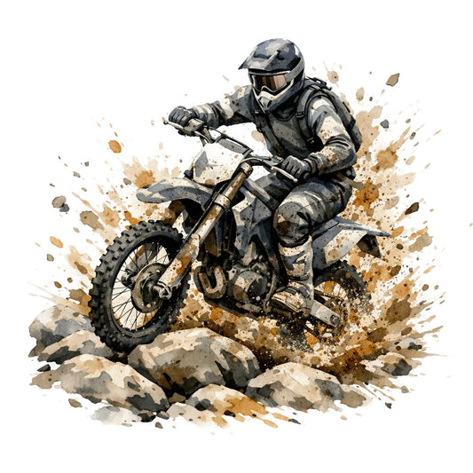 Watercolor Dirt Bike Fabric Panel 10