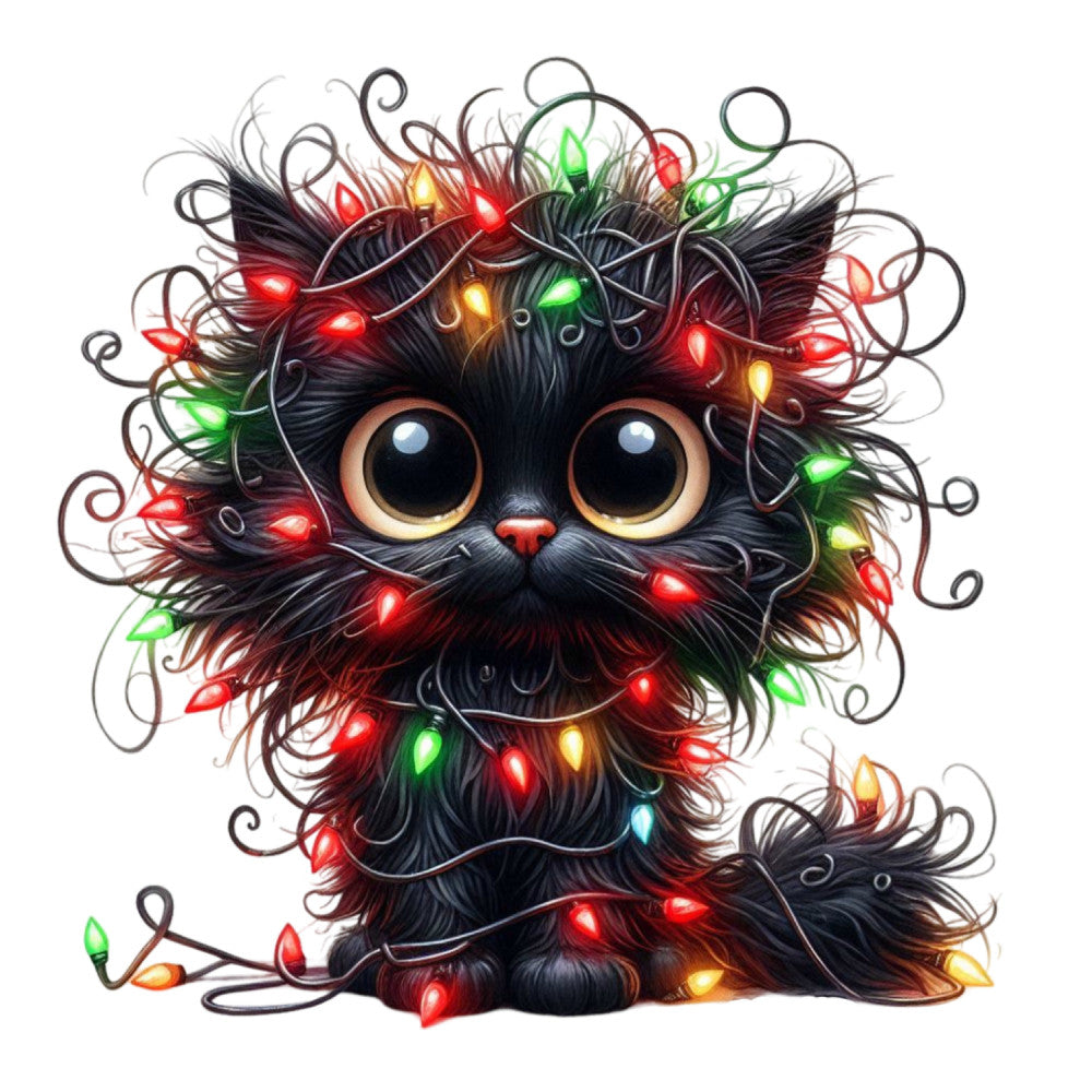 Tangled Christmas Cat Fabric Panel 23