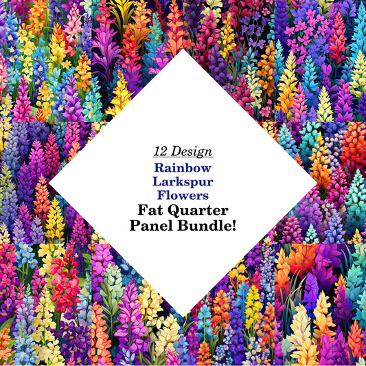 Rainbow Larkspur Flowers Fat Quarter Bundle