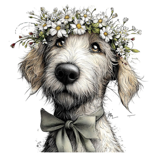 Whimsical Spring Dogs Fabric Panel 49