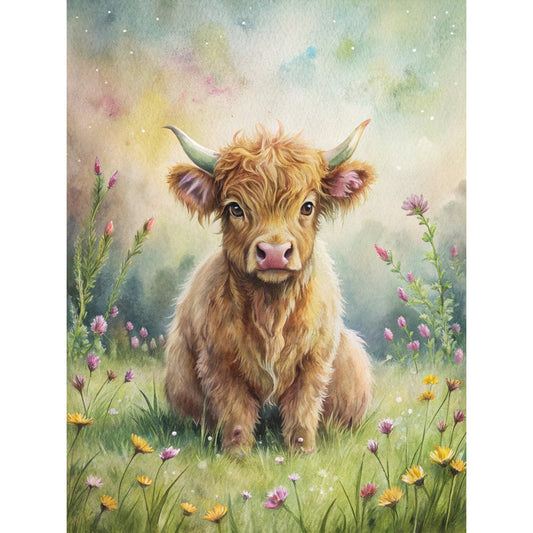Highland Cow Scenes Fabric Panel 26