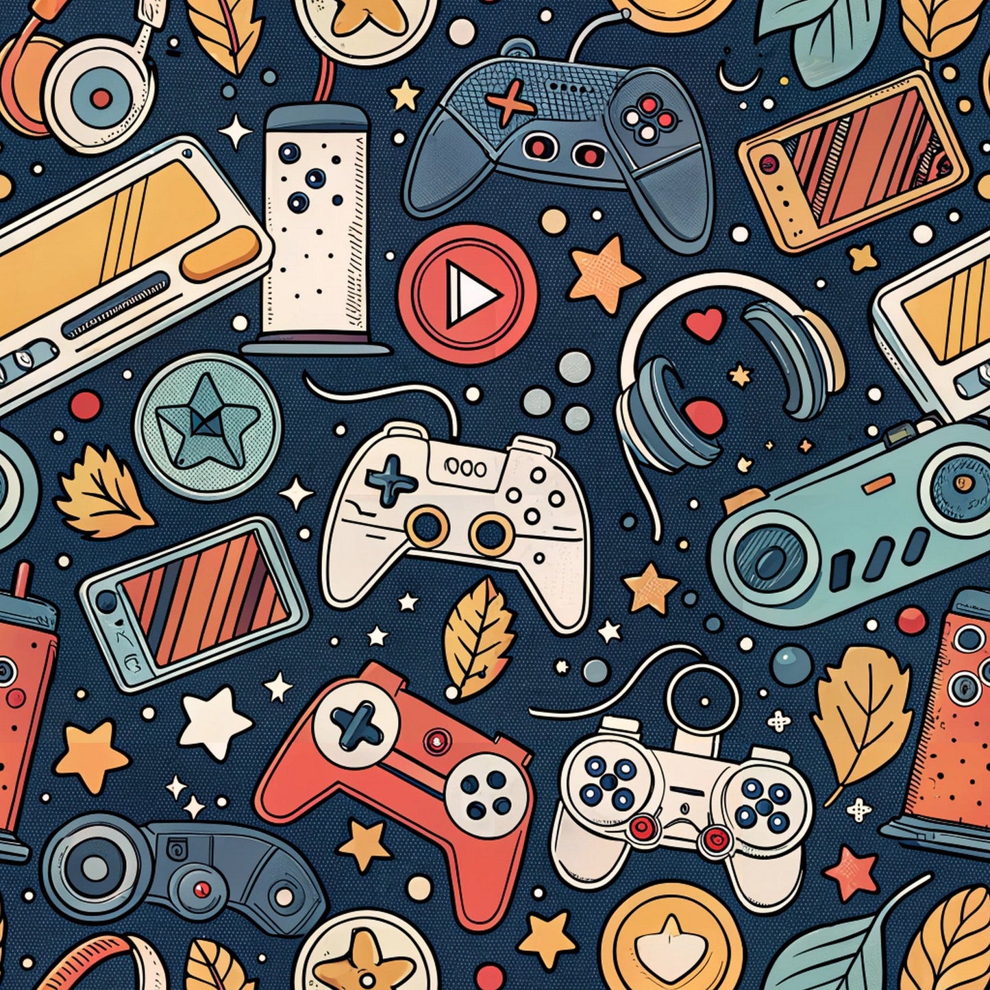 Daily Deal: Modern Gamer Controllers Pattern 1 Quilting Cotton Fabric - 45" x 0.5 Yards"