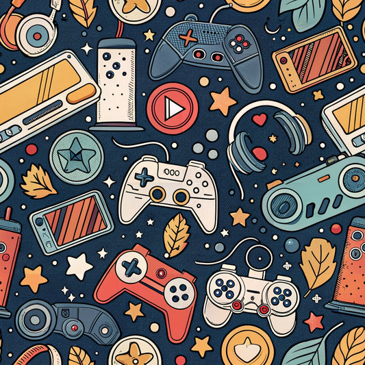 Daily Deal: Modern Gamer Controllers Pattern 1 Quilting Cotton Fabric - 45" x 0.5 Yards"