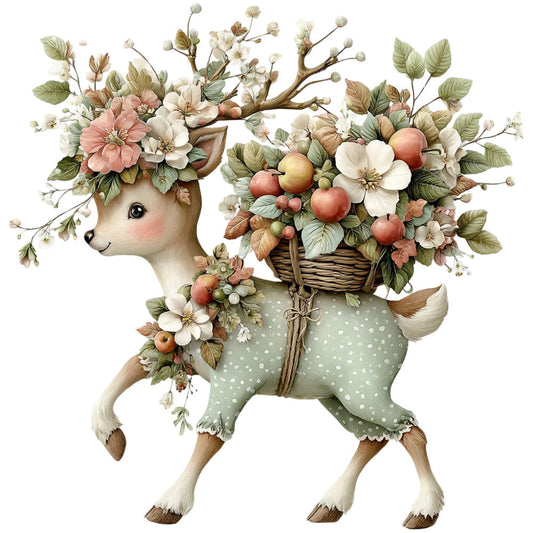 Whimsical Fall Autumn Reindeer Fabric Panel 10