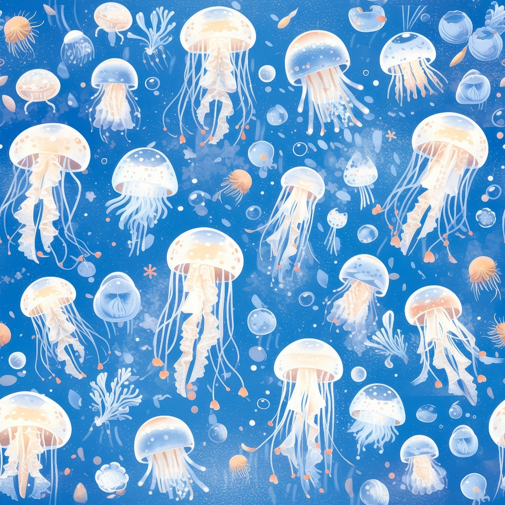 Daily Deal: Jelly Fish Pattern 1 Quilting Cotton Fabric - 45" x 1 Yard"