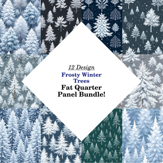 Frosty Winter Trees Fat Quarter Bundle