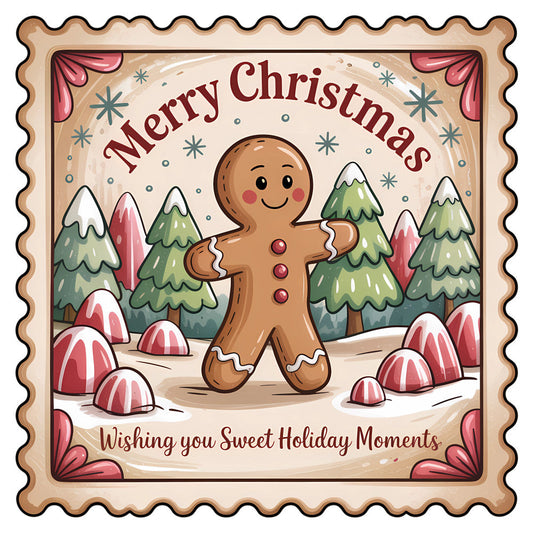 Vintage Christmas Stamps Fabric Panel 50