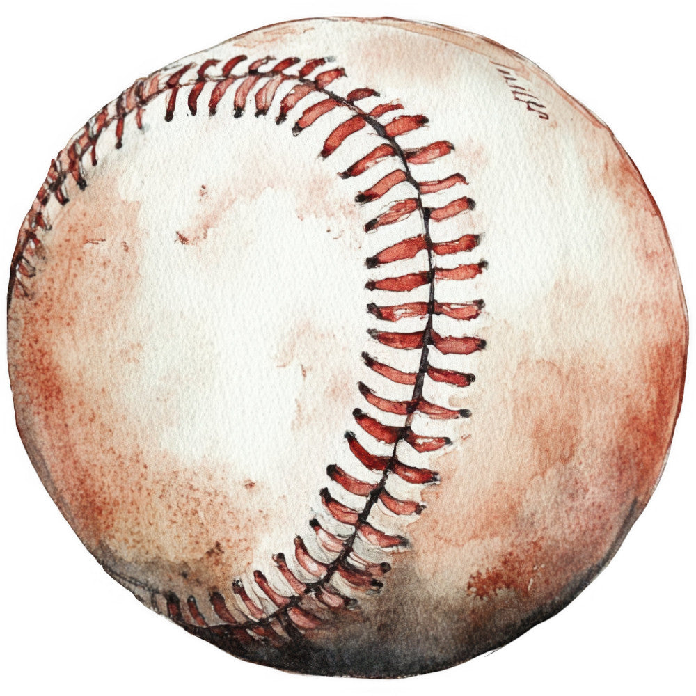 Watercolor Baseball Fabric Panel 18