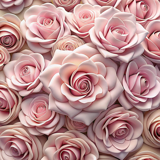 blush pink, dusty rose, coral pink, cream, beige, realistic roses, floral pattern, botanical design, rose blooms, layered petals, romantic style, soft tones, quilting cotton, fabric panel, seamless pattern, feminine design, wedding theme, spring flowers, delicate florals, photorealistic flowers