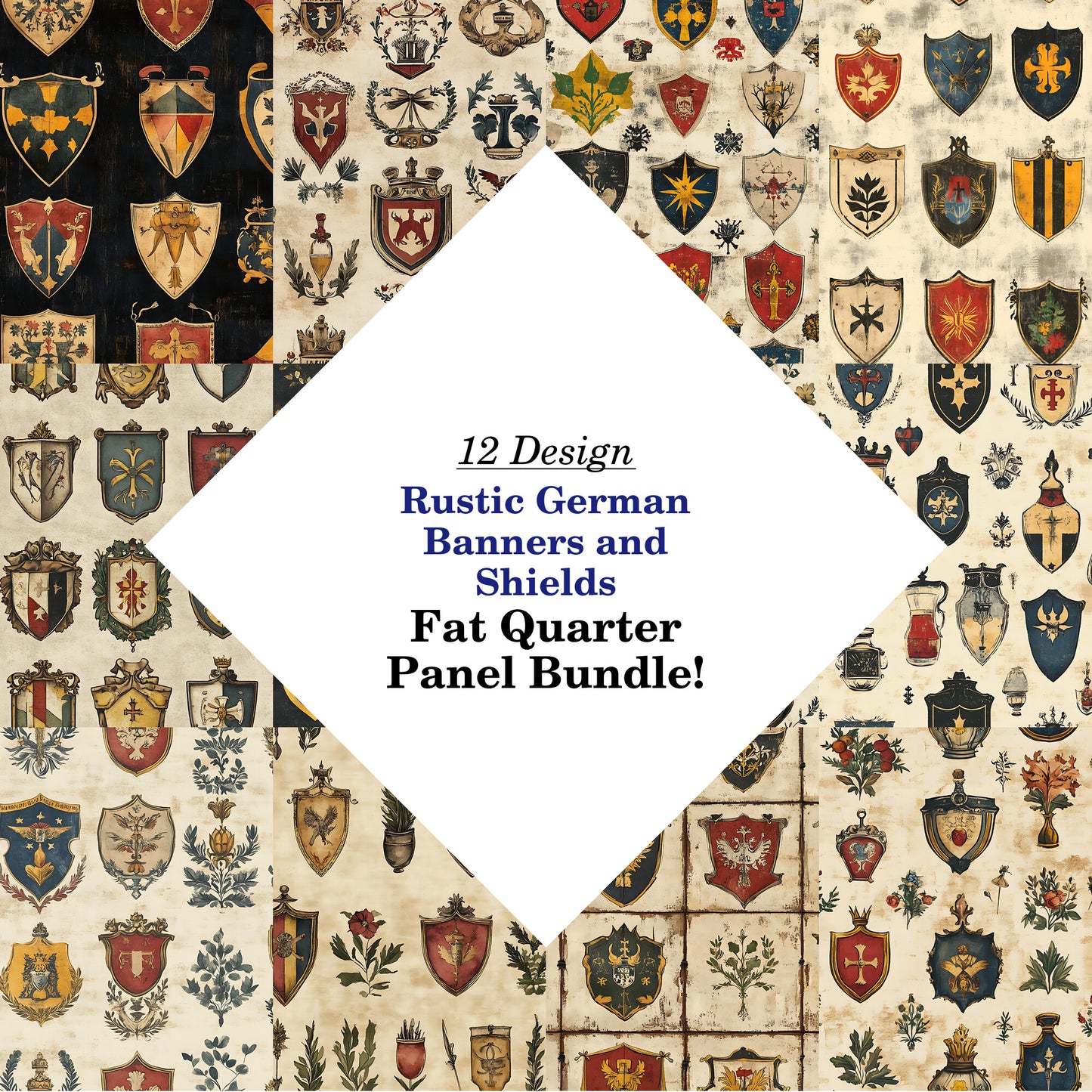 Rustic German Banners and Shields Fat Quarter Bundle