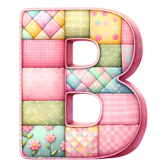 Pink Patchwork Alphabet Fabric Panel 38