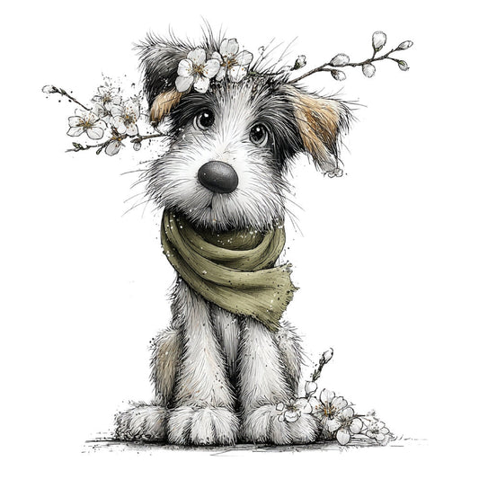 Whimsical Spring Dogs Fabric Panel 6