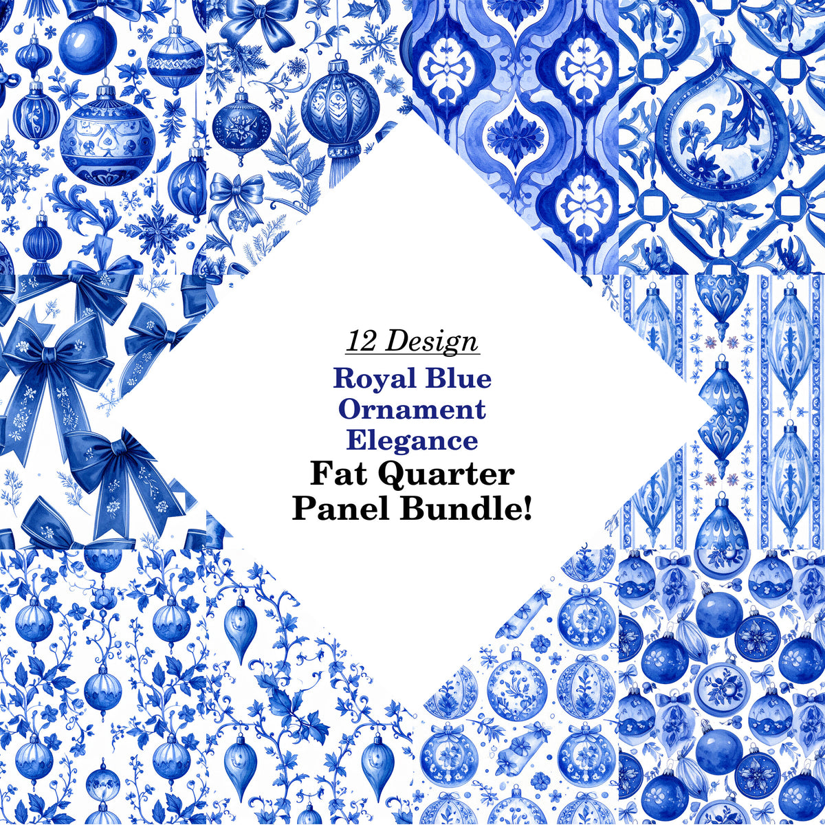 Royal Blue Ornament Elegance Fat Quarter Bundle
