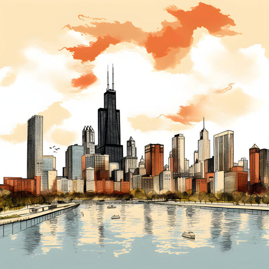 Pen and Ink Chicago Fabric Panel 5