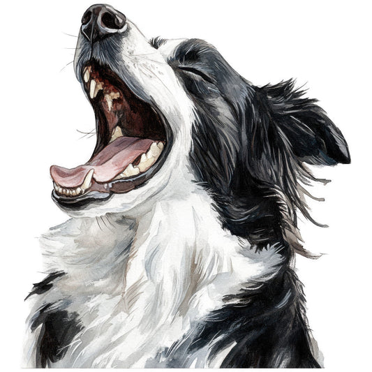 Watercolor Border Collie Fabric Panel 5