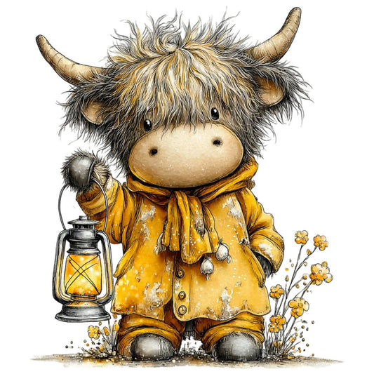 Yellow Highland Cow Fabric Panel 27