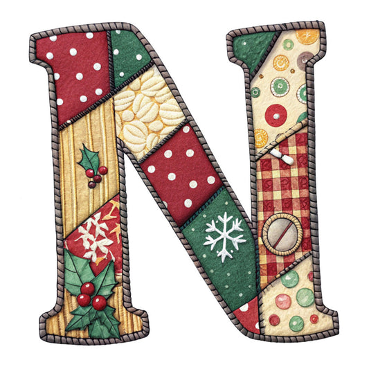 Christmas Patchwork Alphabet Fabric Panel 4