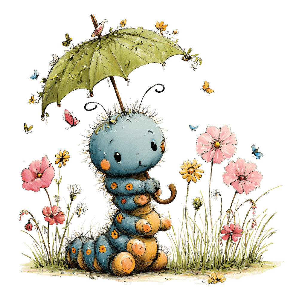 Whimsical Caterpillar Fabric Panel 27