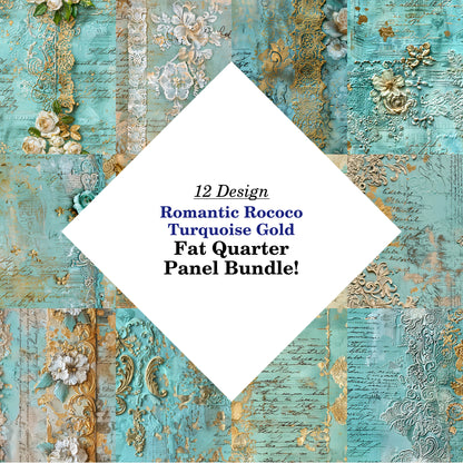 Romantic Rococo Turquoise Gold Fat Quarter Bundle