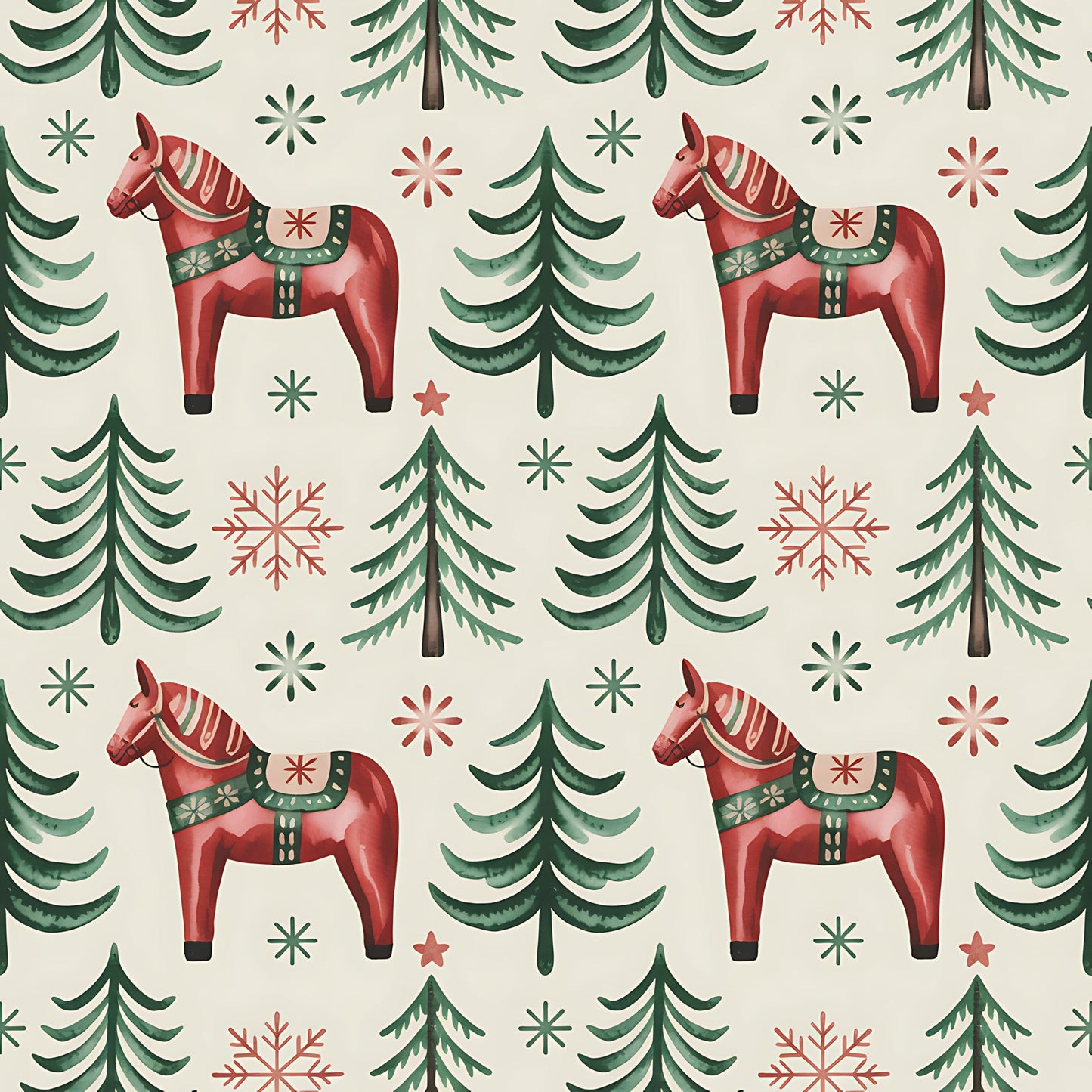 Daily Deal: Scandinavian Folk Christmas Pattern 6 Quilting Cotton Fabric - 45" x 2 Yards"