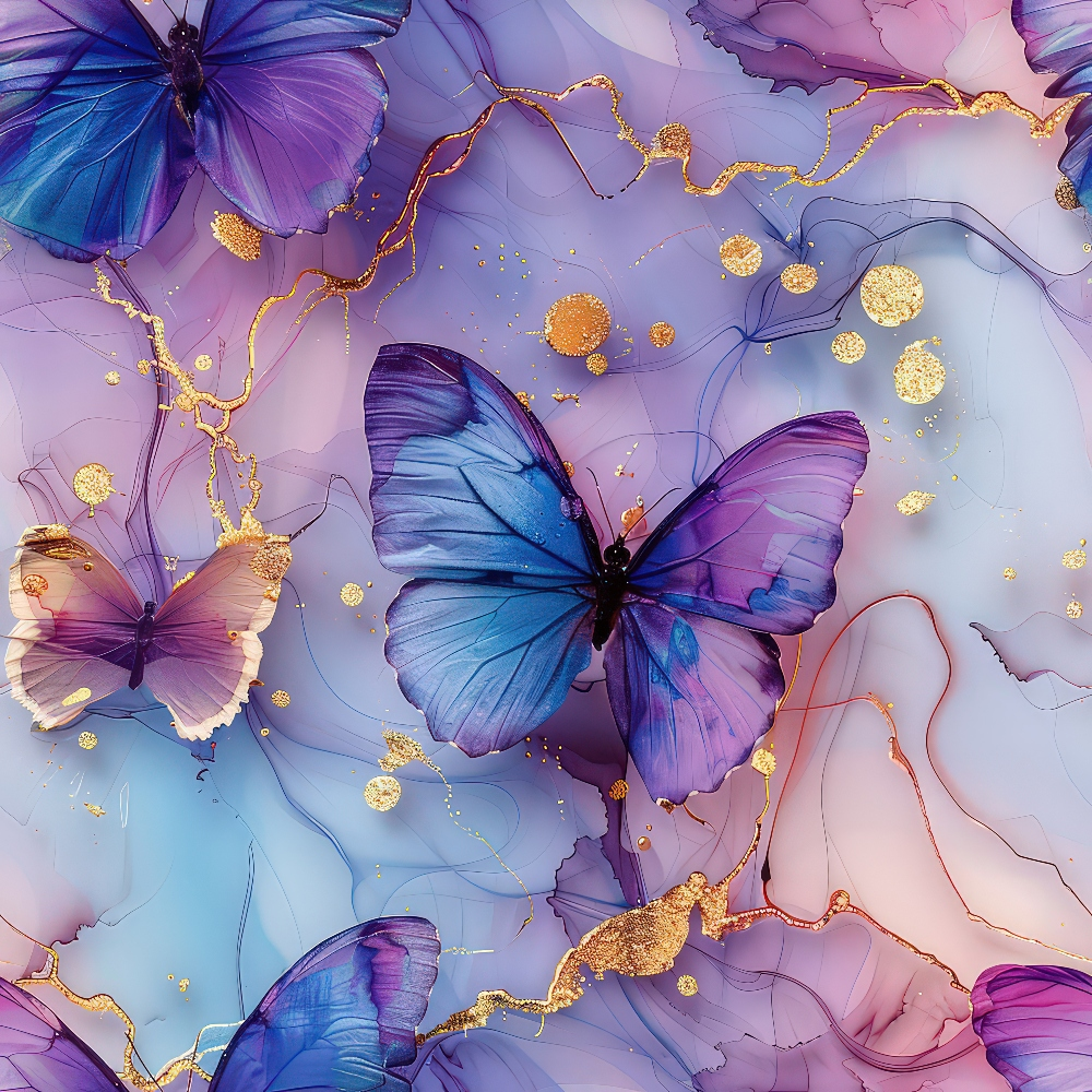 Daily Deal: Pastel Alcohol Ink Butterfly Pattern 7 Quilting Cotton Fabric - 45" x 2 Yards"