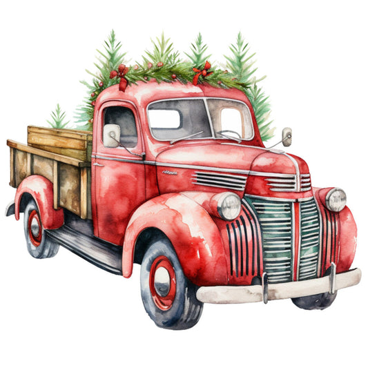 Vintage Red Truck Fabric Panel 9