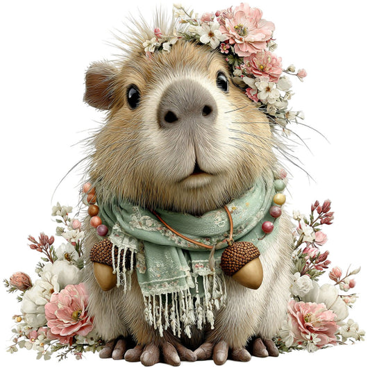 Whimsical Fall Autumn Capybara Fabric Panel 4