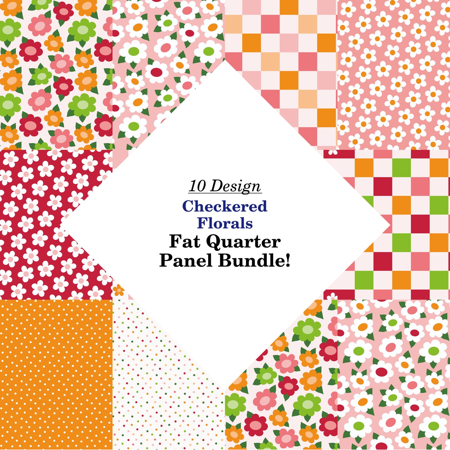 Checkered Florals Fat Quarter Bundle