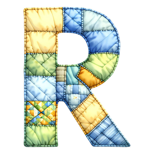 Blue Patchwork Alphabet Fabric Panel 26