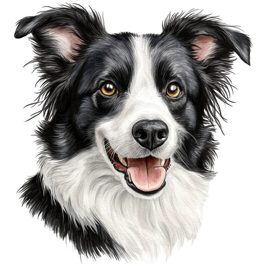 Watercolor Border Collie Fabric Panel 3