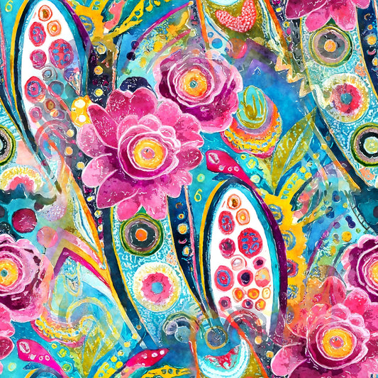 Daily Deal: Watercolor Boho Patterns Pattern 12 Quilting Cotton Fabric - 118" x 2 Yards"