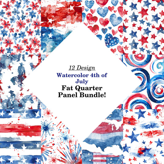 Watercolor 4th of July Fat Quarter Bundle