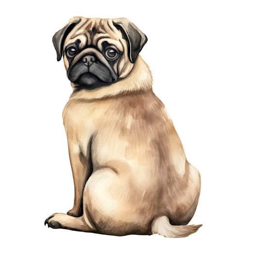 Watercolor Pug Fabric Panel 7