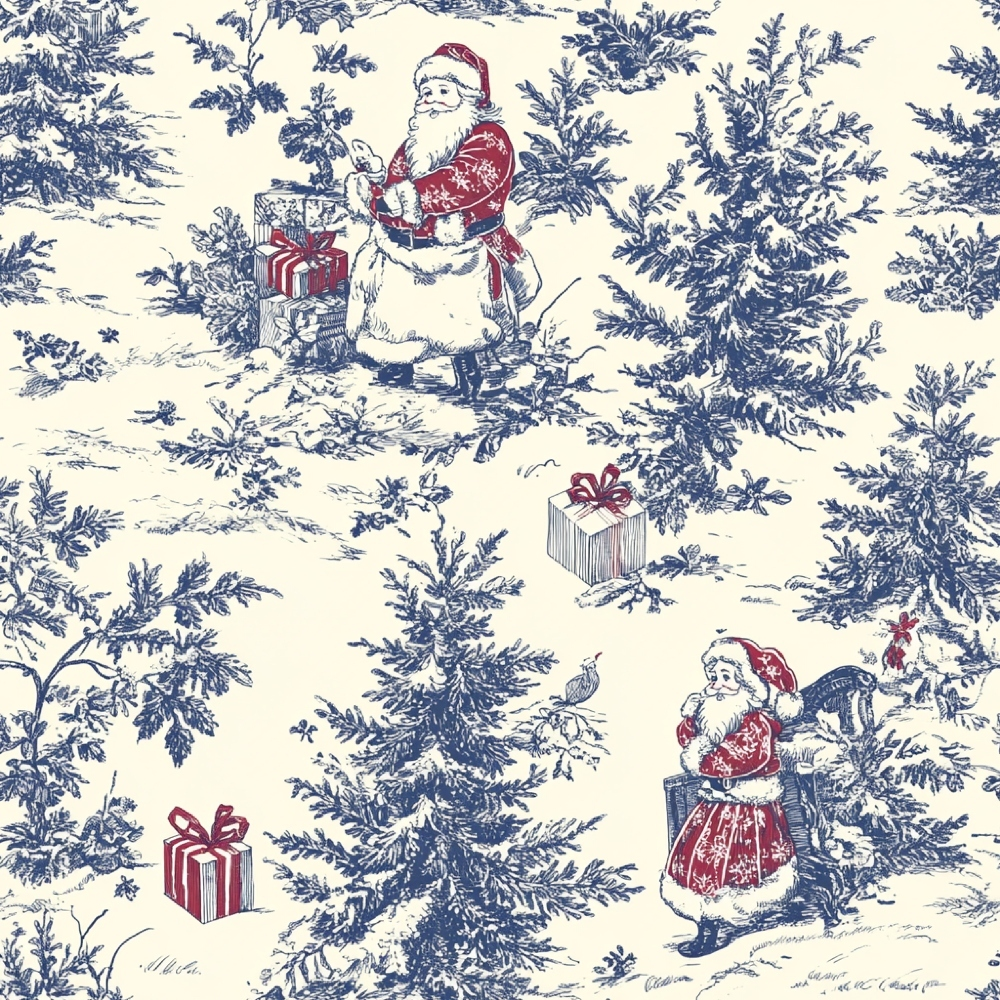 Daily Deal: Christmas Chinoiserie Pattern 1 Quilting Cotton Fabric - 45" x 1 Yard"
