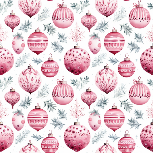 Daily Deal: Vintage Pink Christmas Pattern 9 Quilting Cotton Fabric - 45" x 2 Yards"