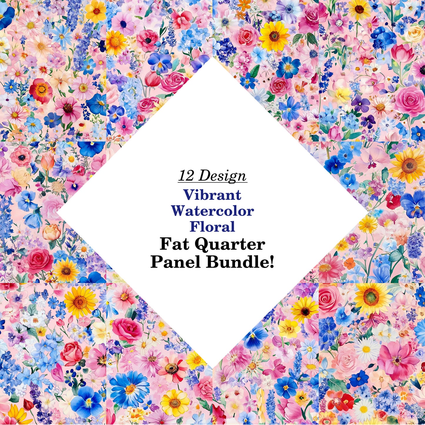 Vibrant Watercolor Floral Fat Quarter Bundle
