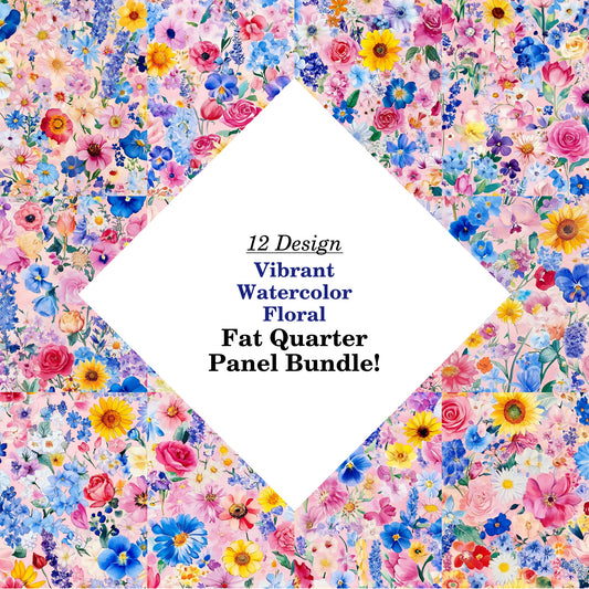 Vibrant Watercolor Floral Fat Quarter Bundle
